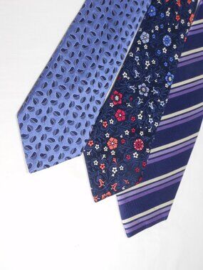 3 gorgeous  brilliant color T M Lewin  multi color all silk ties.
